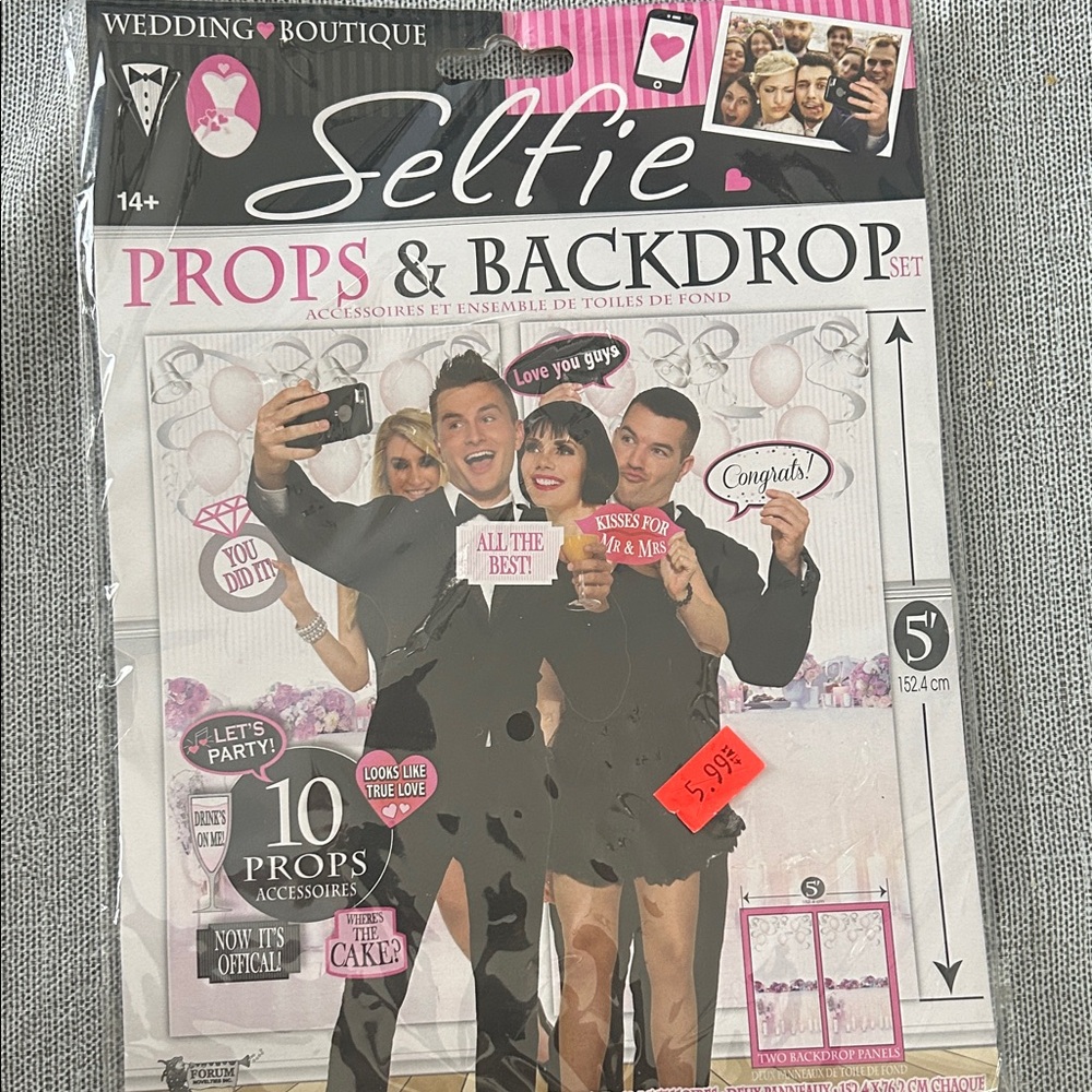 Selfie Props & Backdrop Set - Pink and Black